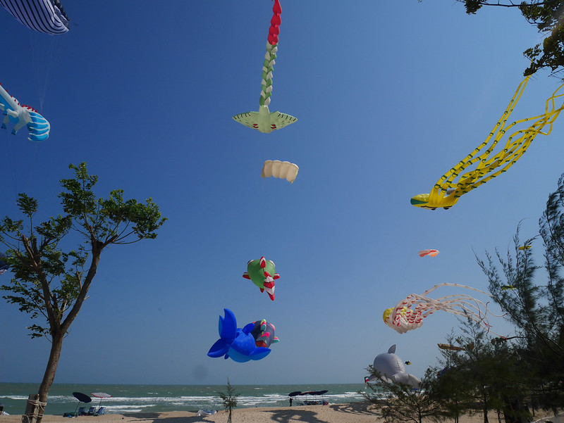 Large Japanese kites in the sky