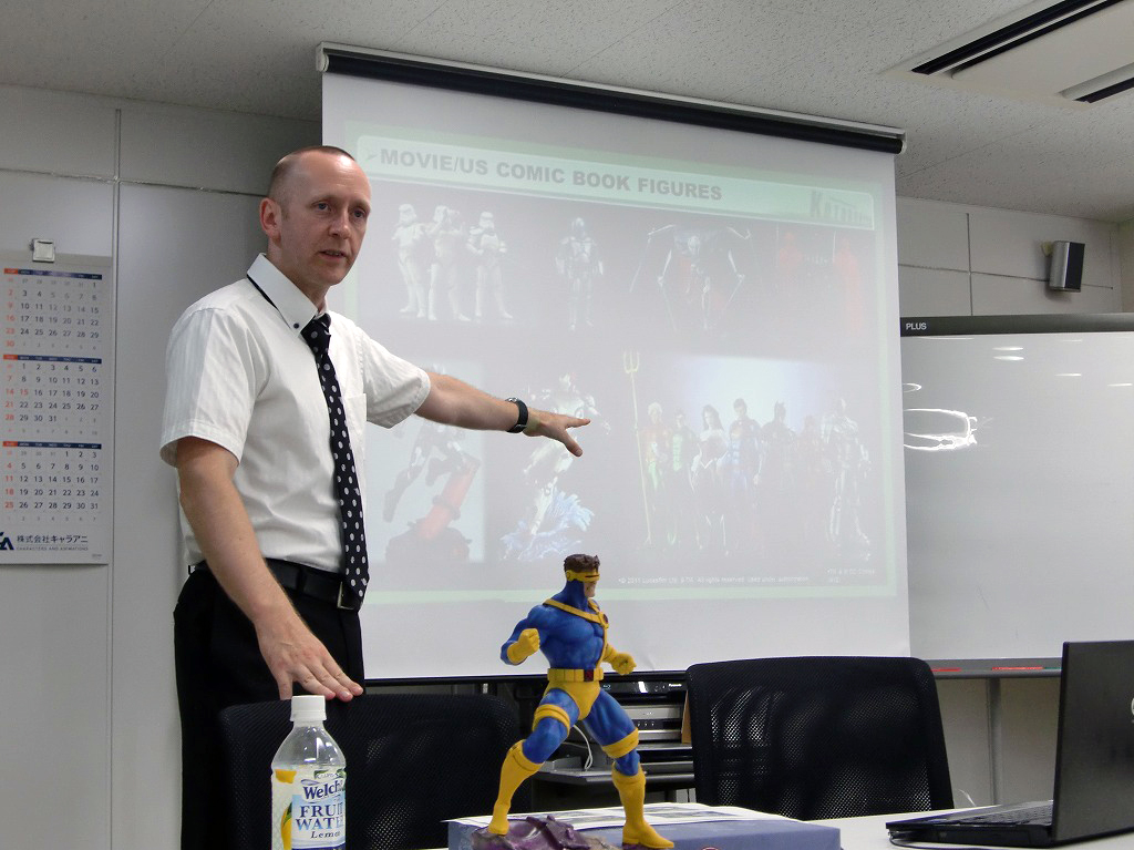 Staff from Kotobukiya Co. Ltd. welcomed the students and gave a presentation about the company and their business.