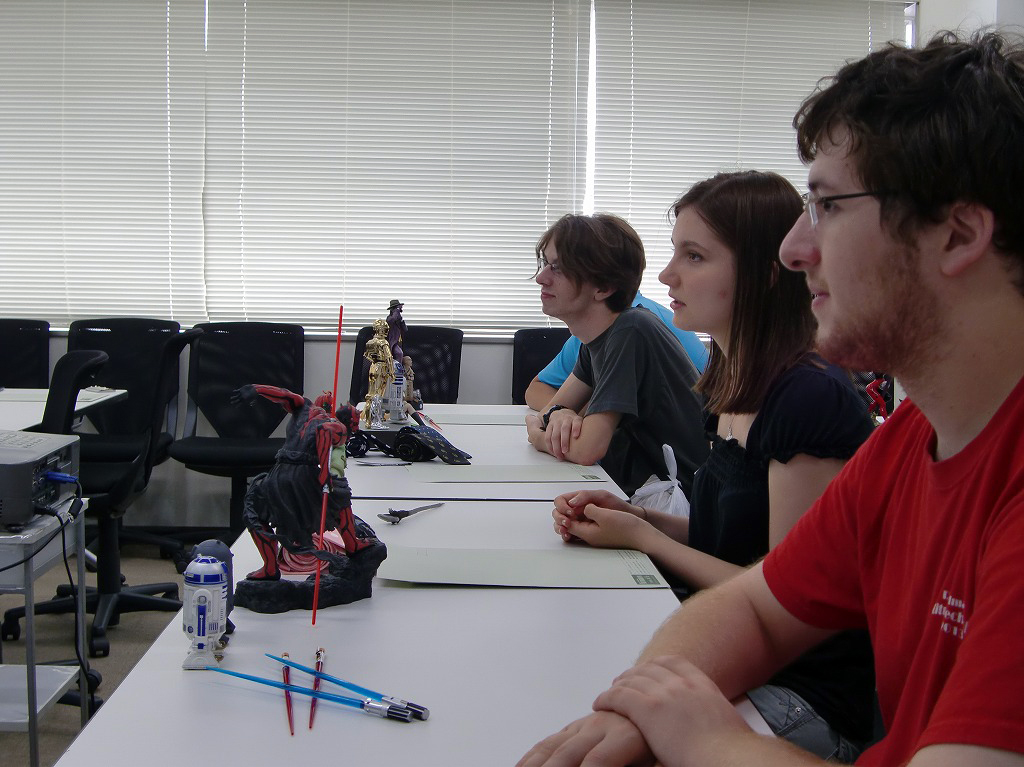 Students listened to the presentation given at Kotobukiya.