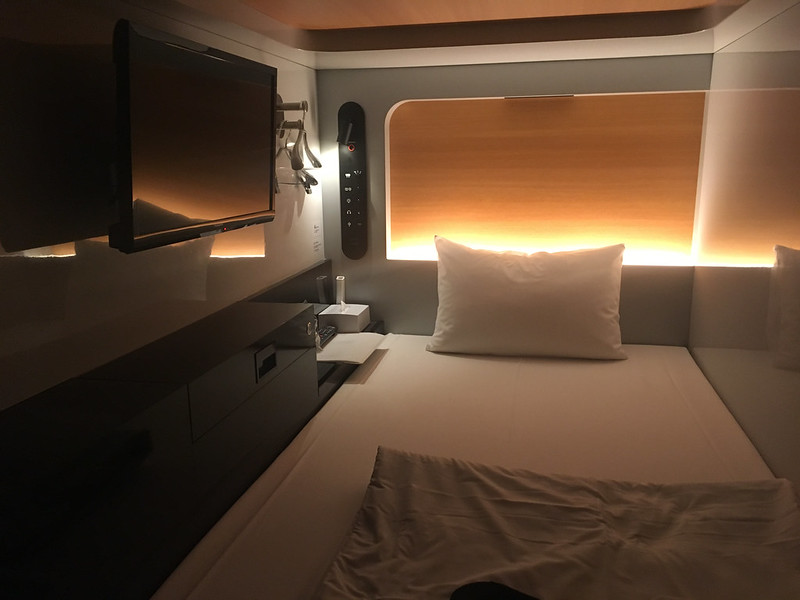 Inside a capsule hotel